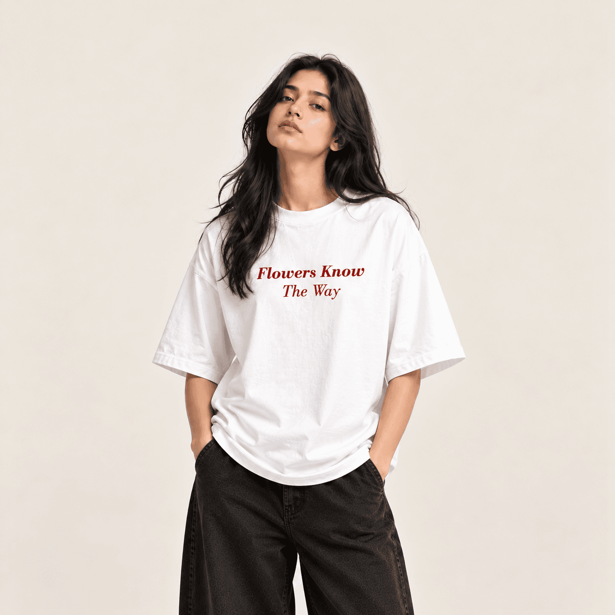 White Flowers Oversized T-Shirt angle 3
